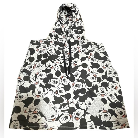 Disney Mickey Mouse Cropped Hoodie Sweatshirt Women's Size Medium Grey - Picture 7 of 16